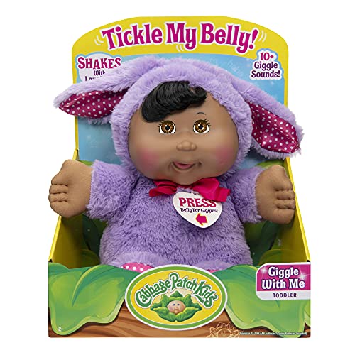Cabbage Patch Kids Deluxe Toddler Giggle with Me, Purple Bunny Fashion- 11” CPK Doll- Touch Sensor for Giggles- Grow Your Cabbage Patch