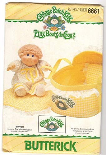 Butterick 6661 Cabbage Patch Doll Bed Carrier Sewing Pattern, Vintage