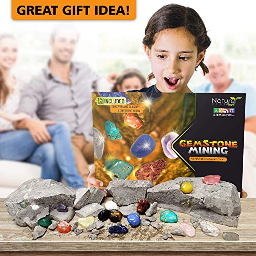 Gemstone Mining Kit for Kids - Discover 15 Precious Gems