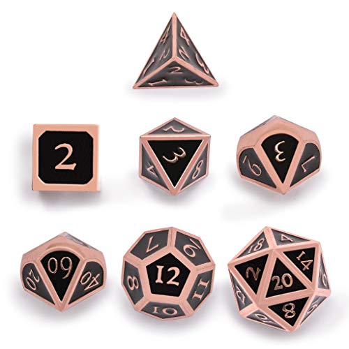 Copper Rose Metal Dice Set with Case