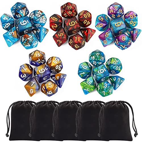 35-Piece Double-Color Polyhedral Dice Set for Kids