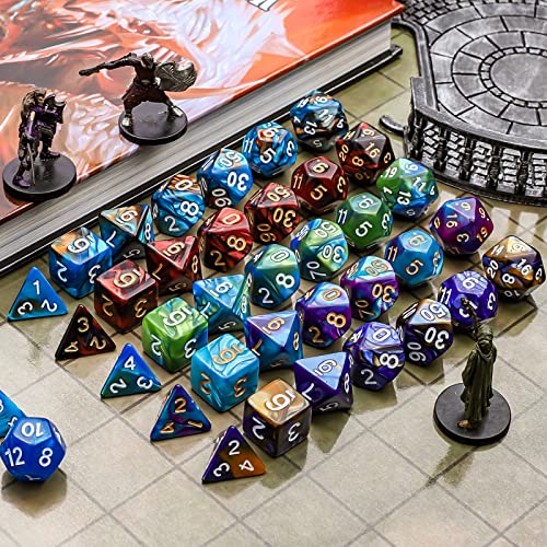 35-Piece Double-Color Polyhedral Dice Set for Kids