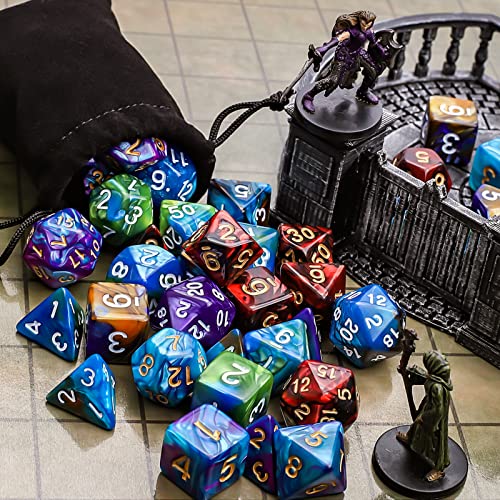 35-Piece Double-Color Polyhedral Dice Set for Kids