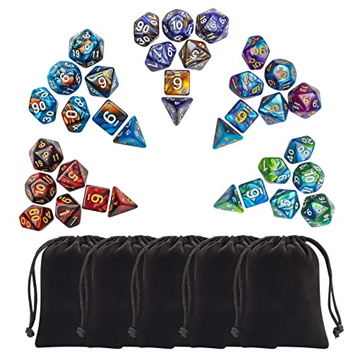35-Piece Double-Color Polyhedral Dice Set for Kids