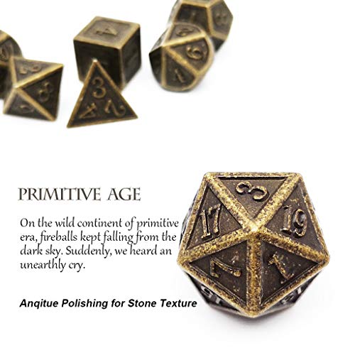 Haxtec Metal Dice Set for D&D Games - Antique Bronze
