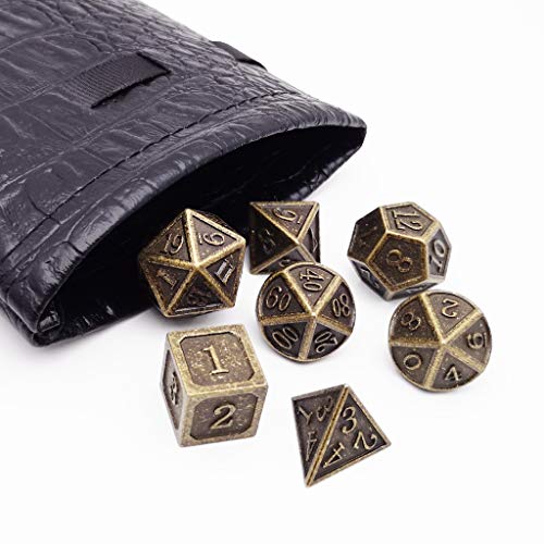 Haxtec Metal Dice Set for D&D Games - Antique Bronze
