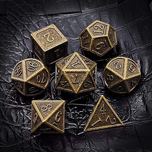 Haxtec Metal Dice Set for D&D Games - Antique Bronze