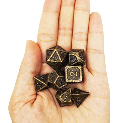 Haxtec Metal Dice Set for D&D Games - Antique Bronze