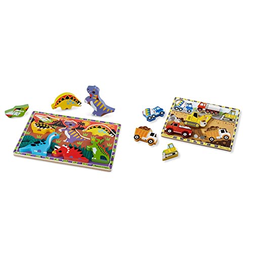 Dino & Construction Wooden Chunky Puzzle Set