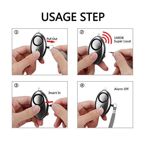 Personal Alarm for Women, 10 Packs 140DB Emergency Self-Defense Security Alarm Keychain with LED Light for Women Kids and Elders (Black & White)