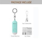 Sky Blue Personal Safety Alarm with Siren & Light