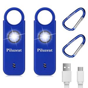 Rechargeable Personal Safety Alarm Keychain - 2 Pack