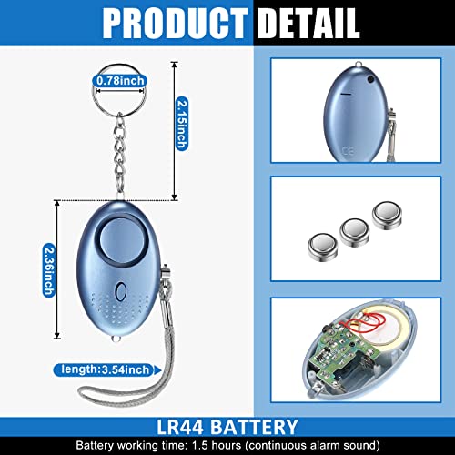 24 Pcs Sound Personal Alarm 130DB Alert Alarm Keychain with LED Lights for Women, Men, Kids (Mixed Color)