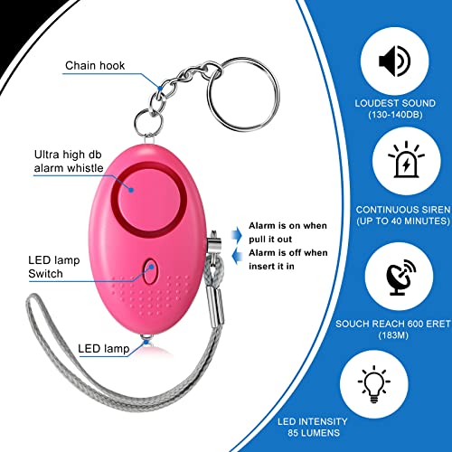 24 Pcs Sound Personal Alarm 130DB Alert Alarm Keychain with LED Lights for Women, Men, Kids (Mixed Color)