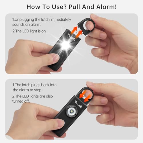 Thopeb® The Original Personal Safety Alarm for Women - Self Defense Keychain - Personal Alarm for Women - 130dB Siren LED Strobe Light and Key Chain in 7 Pop Colors