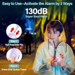Hion 130dB Rechargeable Safety Alarm with Flashlight