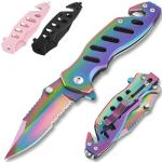 Rainbow Pocket Knife with Glass Breaker and Cutter