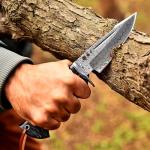 Damascus Steel Hunting Knife with Micarta Handle