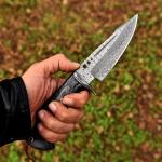 Damascus Steel Hunting Knife with Micarta Handle