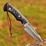 Damascus Steel Hunting Knife with Micarta Handle