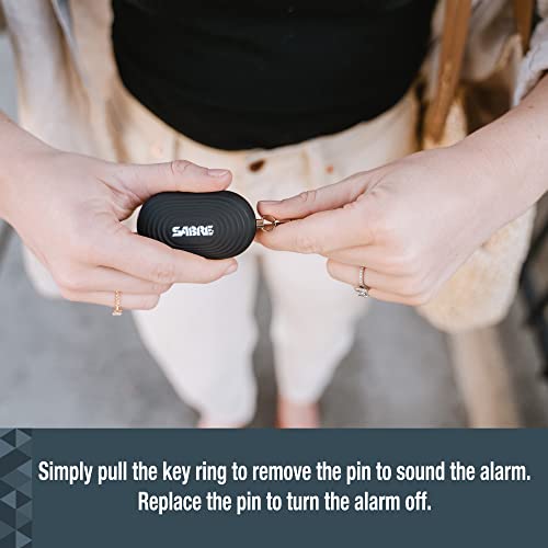 SABRE 2-in-1 Personal Alarm with LED Light, 130dB Personal Safety Siren, Snap Hook for Instant Access, 1,250 Foot (381 Meters) Range, Compact Design for Easy Attachment to Purse, Bag, or Keys