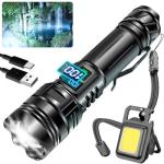 High Lumens Rechargeable Flashlight with COB Work Light