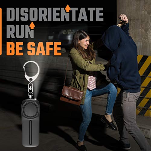Personal Alarm Keychain for Women Self Defense - Loud Safety Whistle Alert Device with LED Light – 130 dB Emergency Security Handheld Siren Key Chain by WETEN, Black