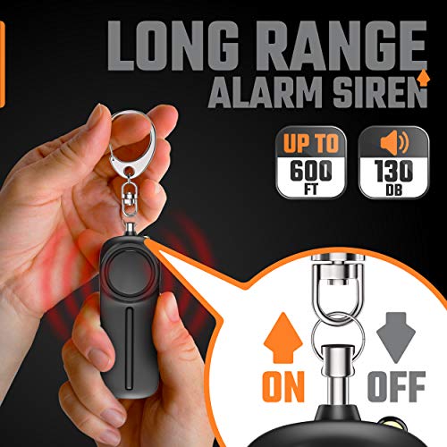 Personal Alarm Keychain for Women Self Defense - Loud Safety Whistle Alert Device with LED Light – 130 dB Emergency Security Handheld Siren Key Chain by WETEN, Black