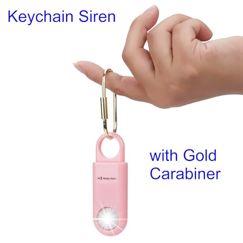 130dB Keychain Siren Strobe Light. Loud Sound Personal Safety Alarm with Carabiner. SOS Emergency Alerts for Women, Girls, School Children, Night Runners, Hiking. Bear Alarm Deterrent.Pink