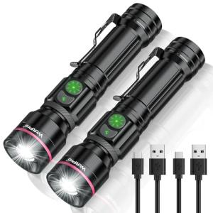 Rechargeable Mini LED Flashlights with Clip - 2 Pack