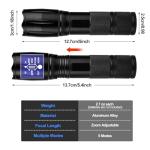 Compact Zoomable LED Flashlights - 2 Pack