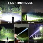 Brightest Rechargeable LED Flashlight with 5 Modes