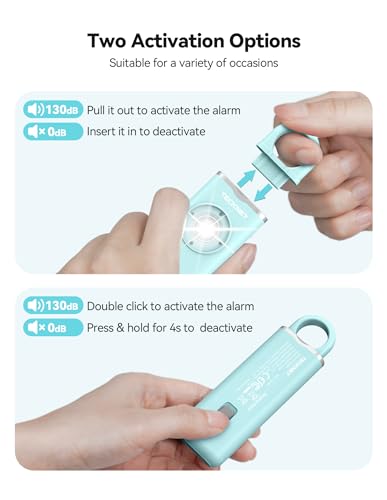 TECKNET Rechargeable Personal Safety Alarm for Women, 130dB Self Defense Security Alarm Keychain with SOS Strobe Light, Emergency Loud Siren Whistle Alert Device for Girls Children Elderly