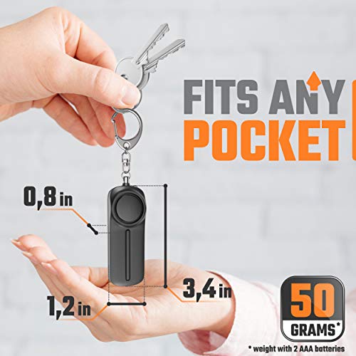 Personal Alarm Keychain for Women Self Defense - Loud Safety Whistle Alert Device with LED Light – 130 dB Emergency Security Handheld Siren Key Chain by WETEN, Black