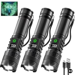 3-Pack High Lumens Rechargeable Tactical Flashlights