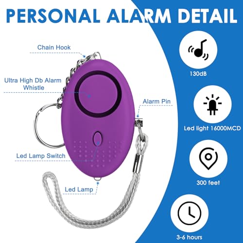 Kanayu 76 Pcs Personal Alarm Bulk 130DB Safe Sound Emergency Safety Self Defense Security Alert Keychain with Led Light Personal Protection Alarm for Women Girls Kids Elderly, Mixed Colors