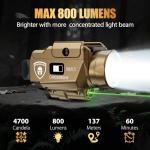 WARRIORLAND 800-Lumen Pistol Laser Light Combo