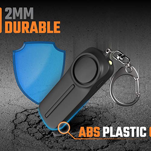 Personal Alarm Keychain for Women Self Defense - Loud Safety Whistle Alert Device with LED Light – 130 dB Emergency Security Handheld Siren Key Chain by WETEN, Black