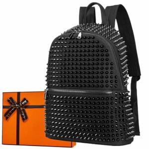 Black Studded Punk Backpack for Women