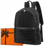 Black Studded Punk Backpack for Women