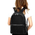 Black Studded Punk Backpack for Women