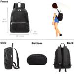 Black Studded Punk Backpack for Women