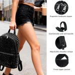 Black Studded Punk Backpack for Women