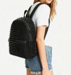Black Studded Punk Backpack for Women