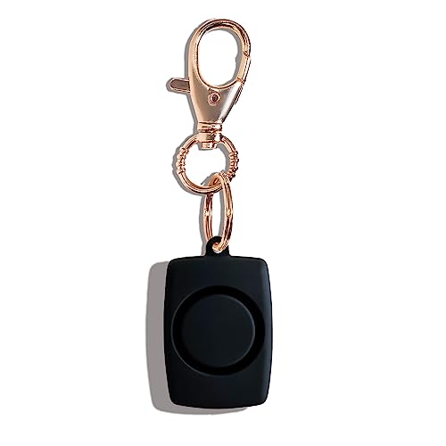 BLINGSTING Mini Personal Safety Alarm - 125 Decibel Self Defense Panic Alarm with Recessed Activation Button, LED Light & Keychain Clip - Black Soft Touch