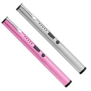 FIGHTSENSE Pink Silver Pen Stun Gun with Flashlight