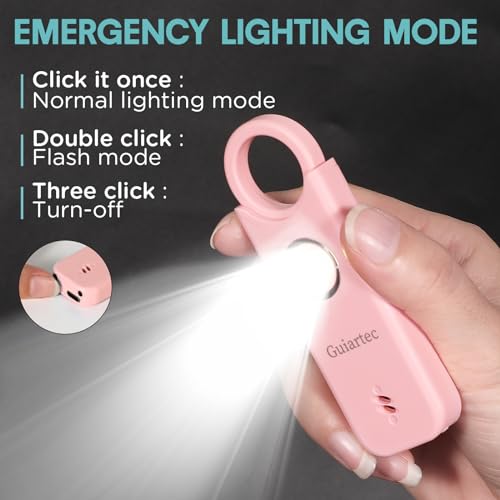 Rechargeable Personal Safety Alarm for Women, 135 dB Loud Self Defense Keychain Siren with LED Strobe Light, Personal Emergency Security Safe Devices Key Chain Alarms for Women Kids Elderly (Pink)