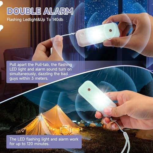 Personal Safety Alarm for Women - 140dB Self Defense Keychains Siren Whistle with Sos LED Strobe Light Personal Emergency Security Safe Devices Key Chain Alarms in 5 Pop Colors (Green)