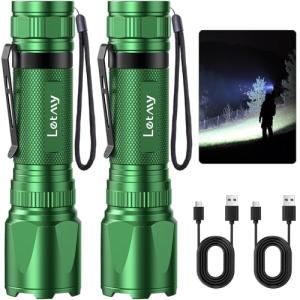 LETMY Rechargeable Tactical Flashlight Set - 2000 Lumens