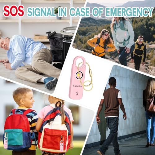 Rechargeable Personal Safety Alarm for Women, 135 dB Loud Self Defense Keychain Siren with LED Strobe Light, Personal Emergency Security Safe Devices Key Chain Alarms for Women Kids Elderly (Pink)